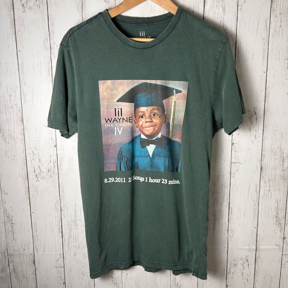 Lil Wayne Tha Carter IV Album Cover Tee | Green Graphic Band T-Shirt Men’s Small
